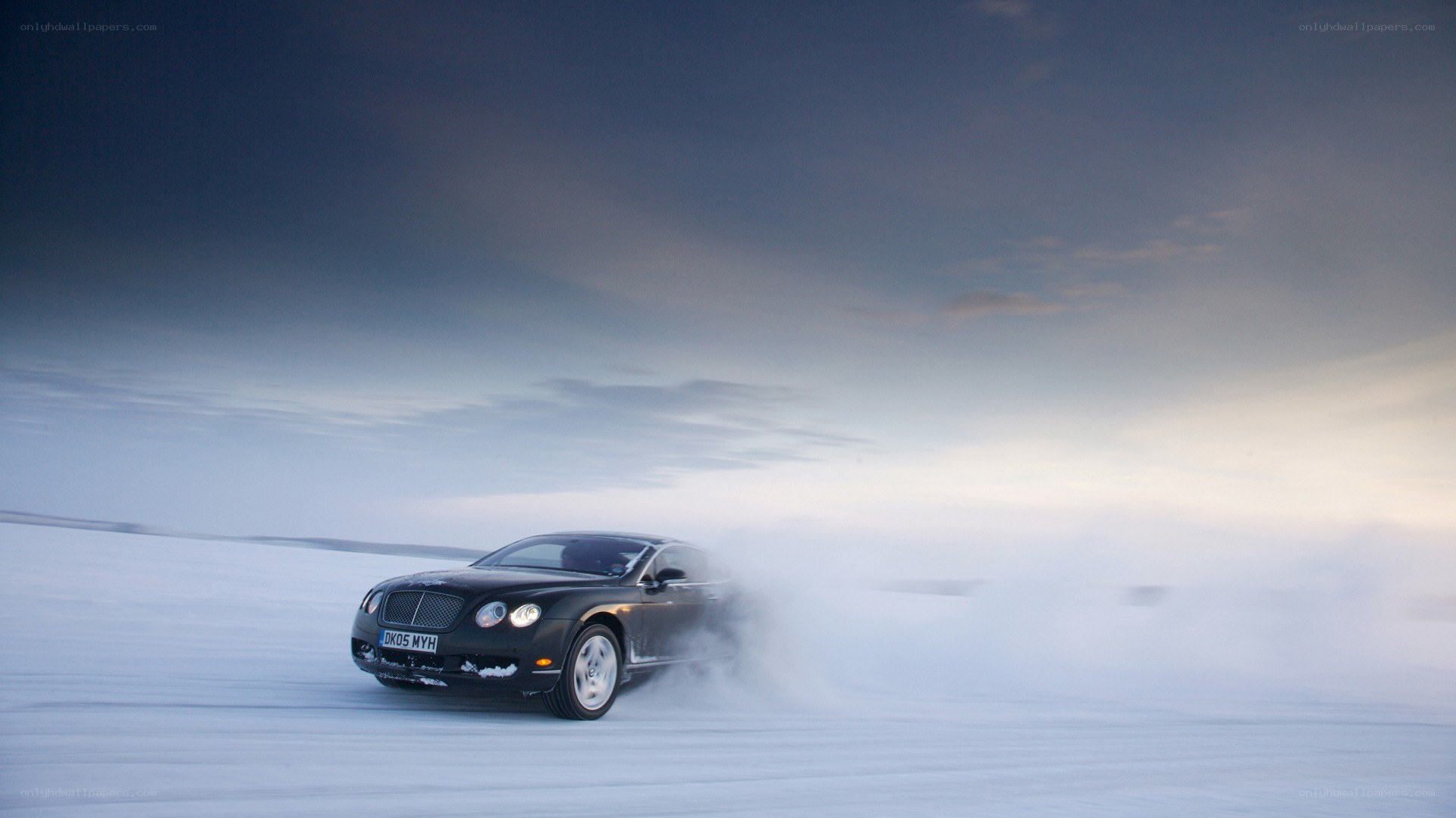 Bentley drifting on snow
