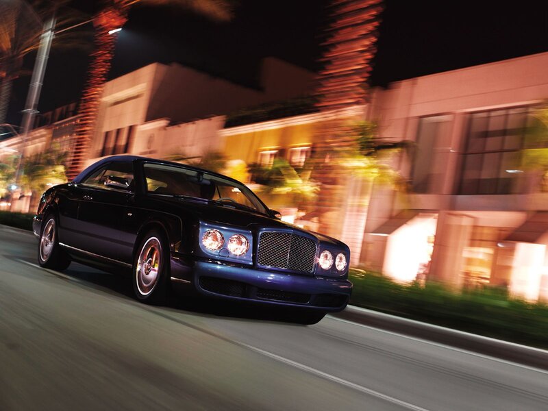 Bentley driving at night
