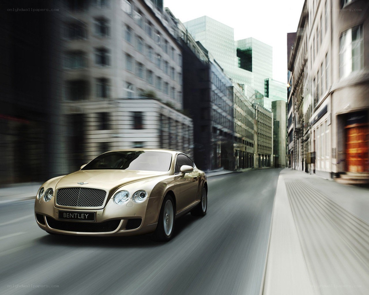 Bentley driving in city