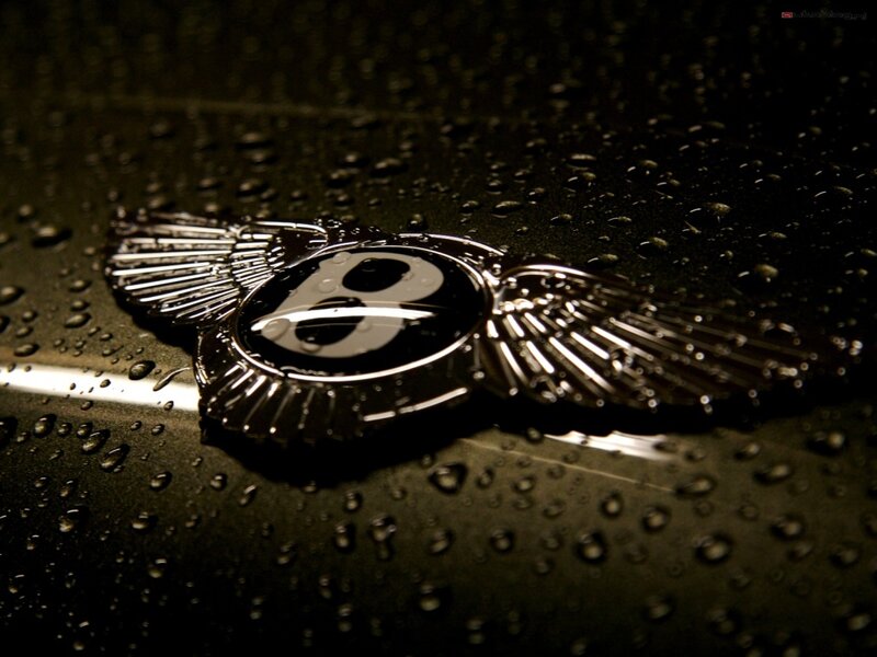 Bentley Emblem on Car — Black, Dramatic, Photograph, Wings, Raindrops