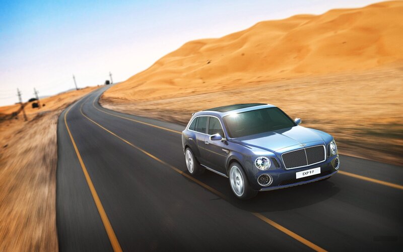 Bentley EXP 9 F on desert road