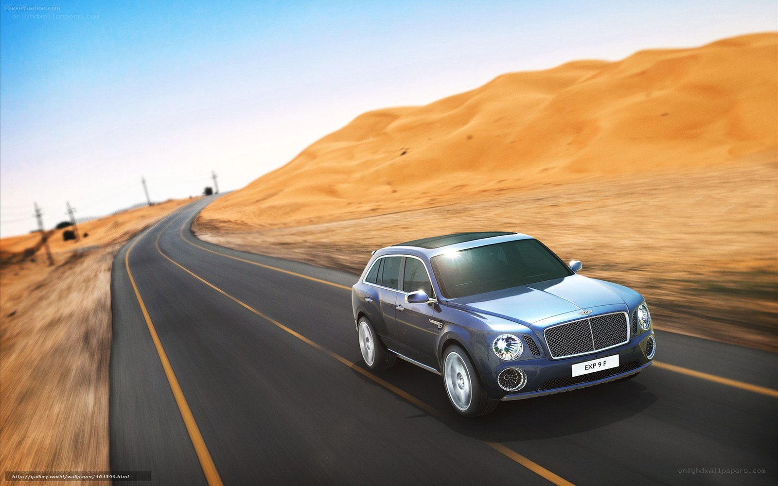 Bentley EXP 9 F on desert road