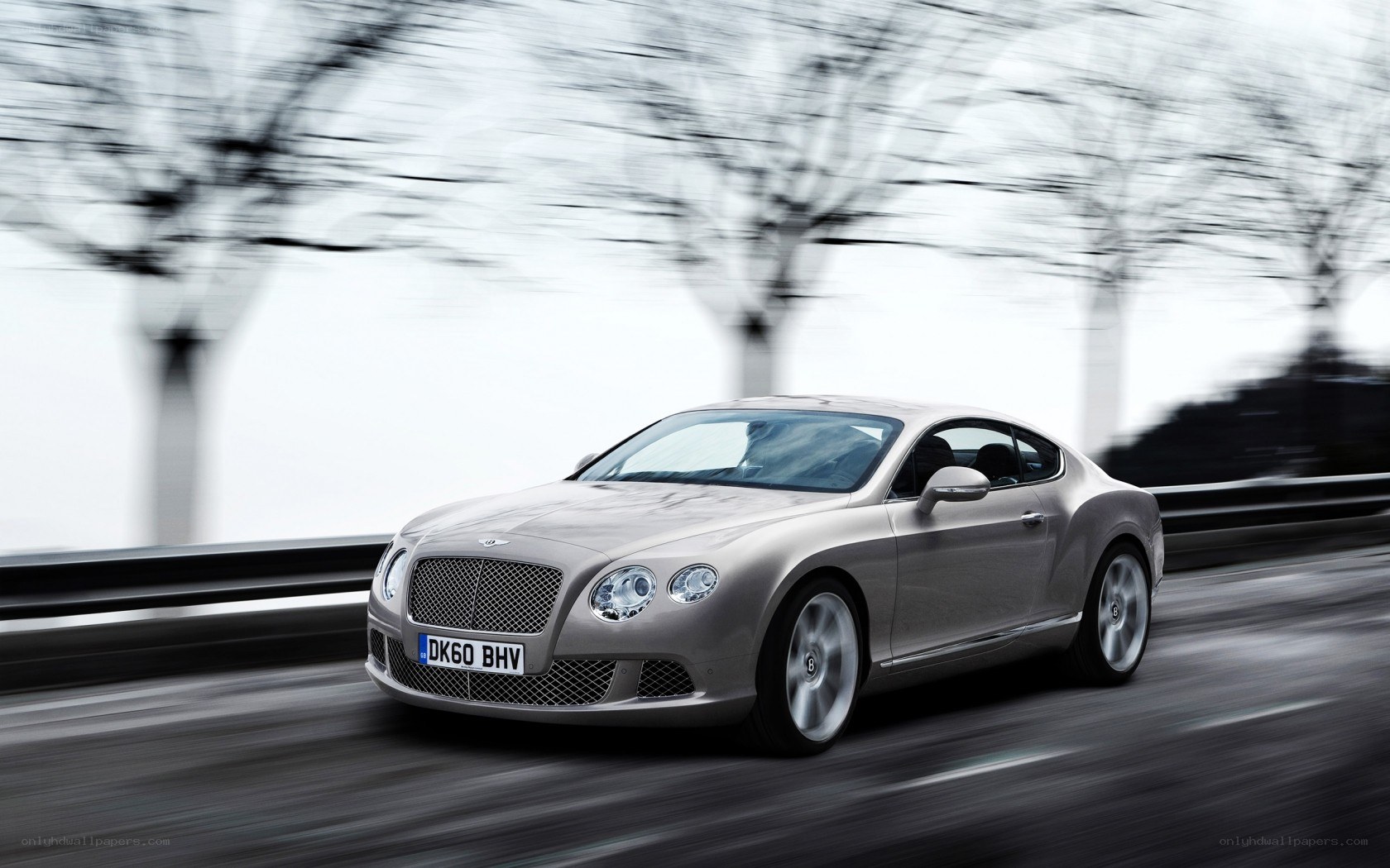 Bentley flying on a road