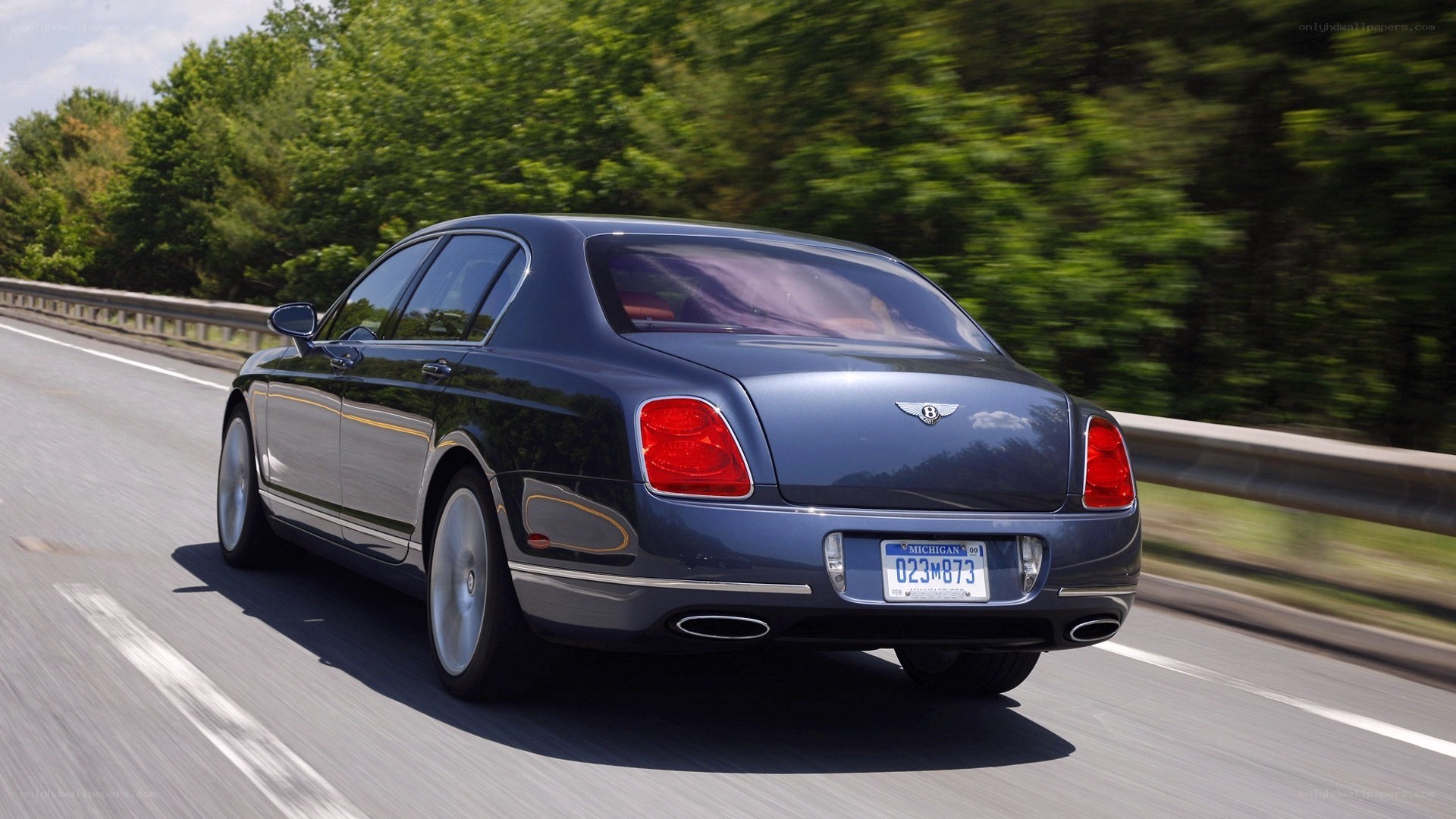 Bentley flying on the highway