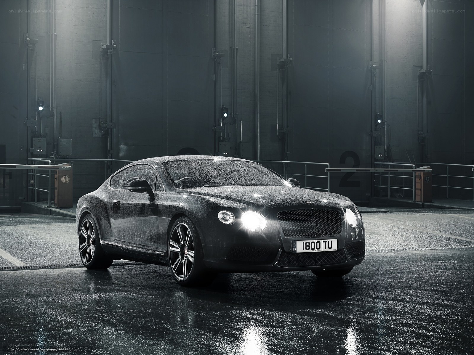 Bentley in wet garage