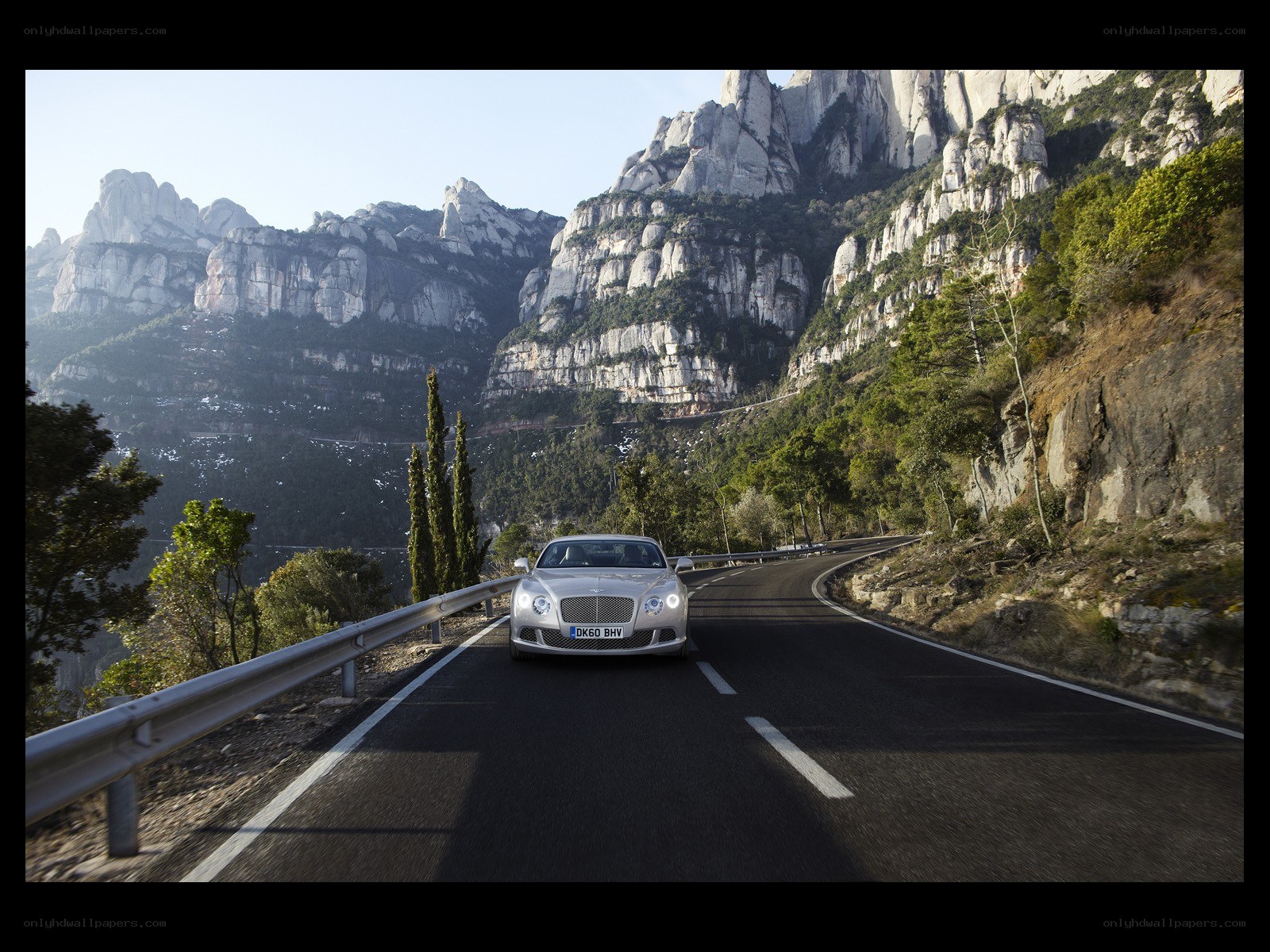 Bentley on a mountain road