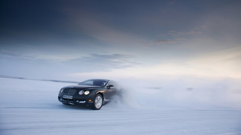 Bentley on snowy landscape