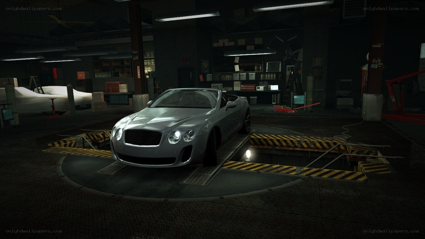 Bentley on turntable in garage