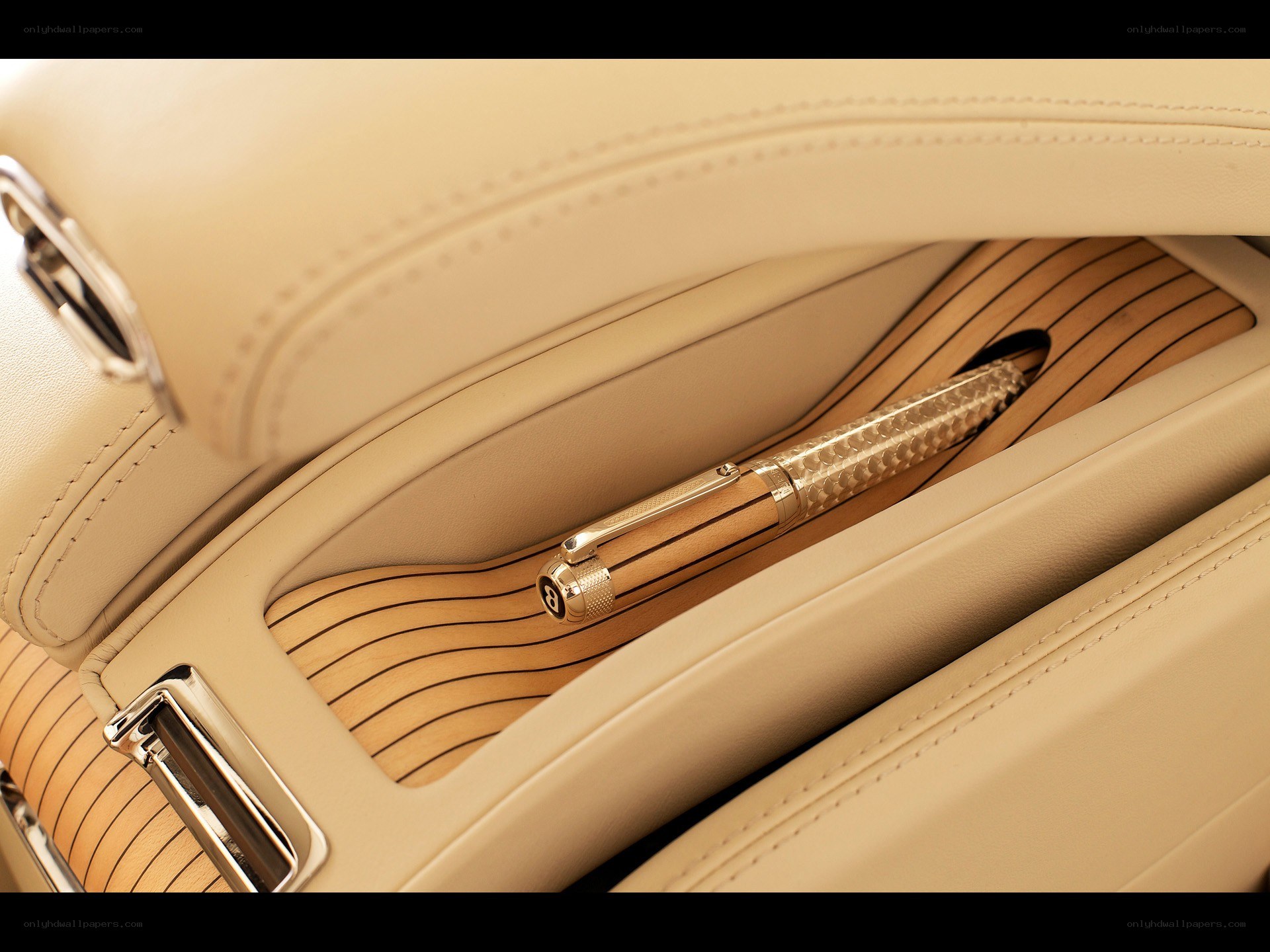 Bentley pen in leather compartment