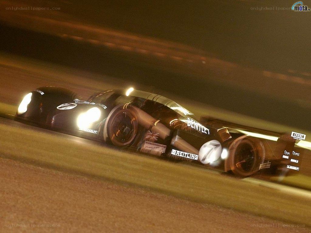 Bentley race car at night