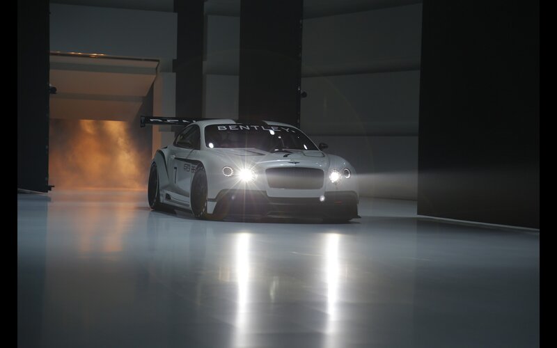 Bentley race car in a showroom