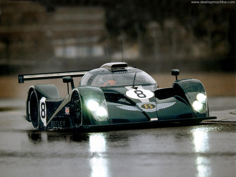 Bentley race car on wet track