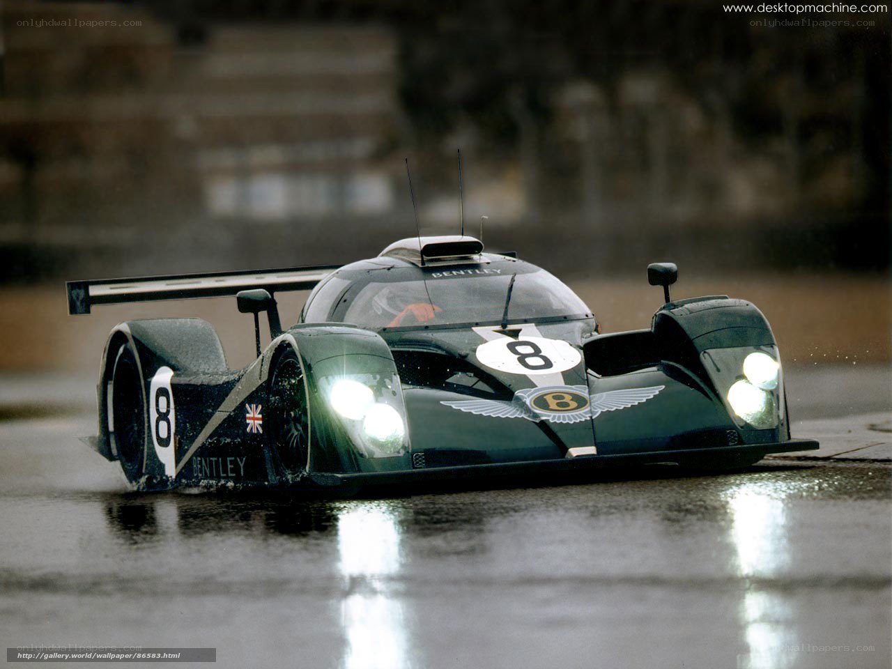 Bentley race car on wet track