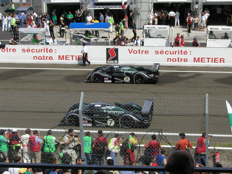 Bentley race cars on track