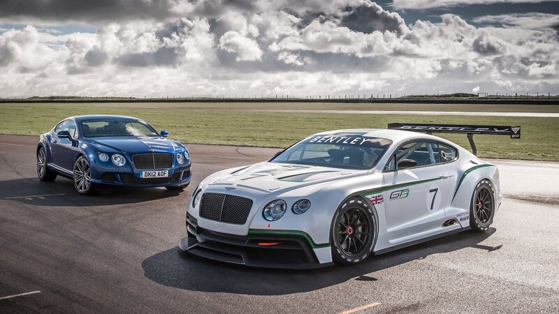 Bentley Race Cars on Track — White, Dramatic