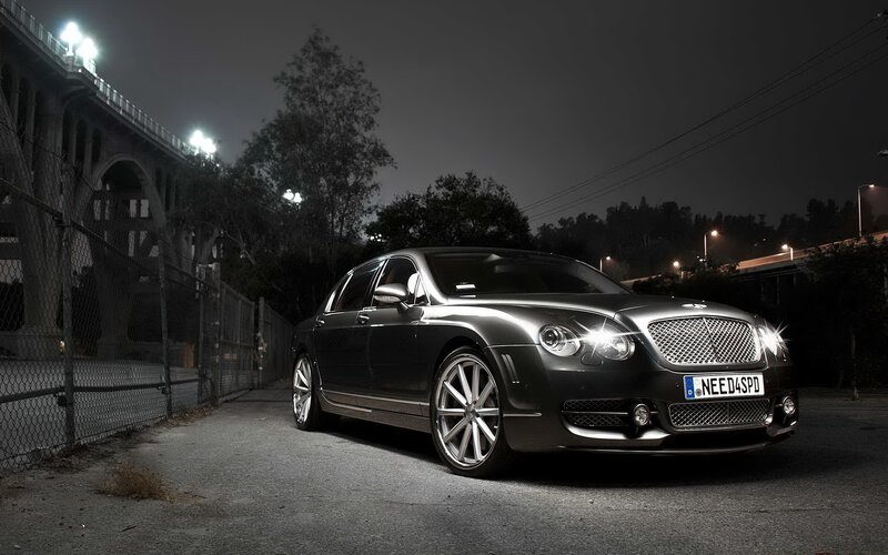 Bentley sedan at night
