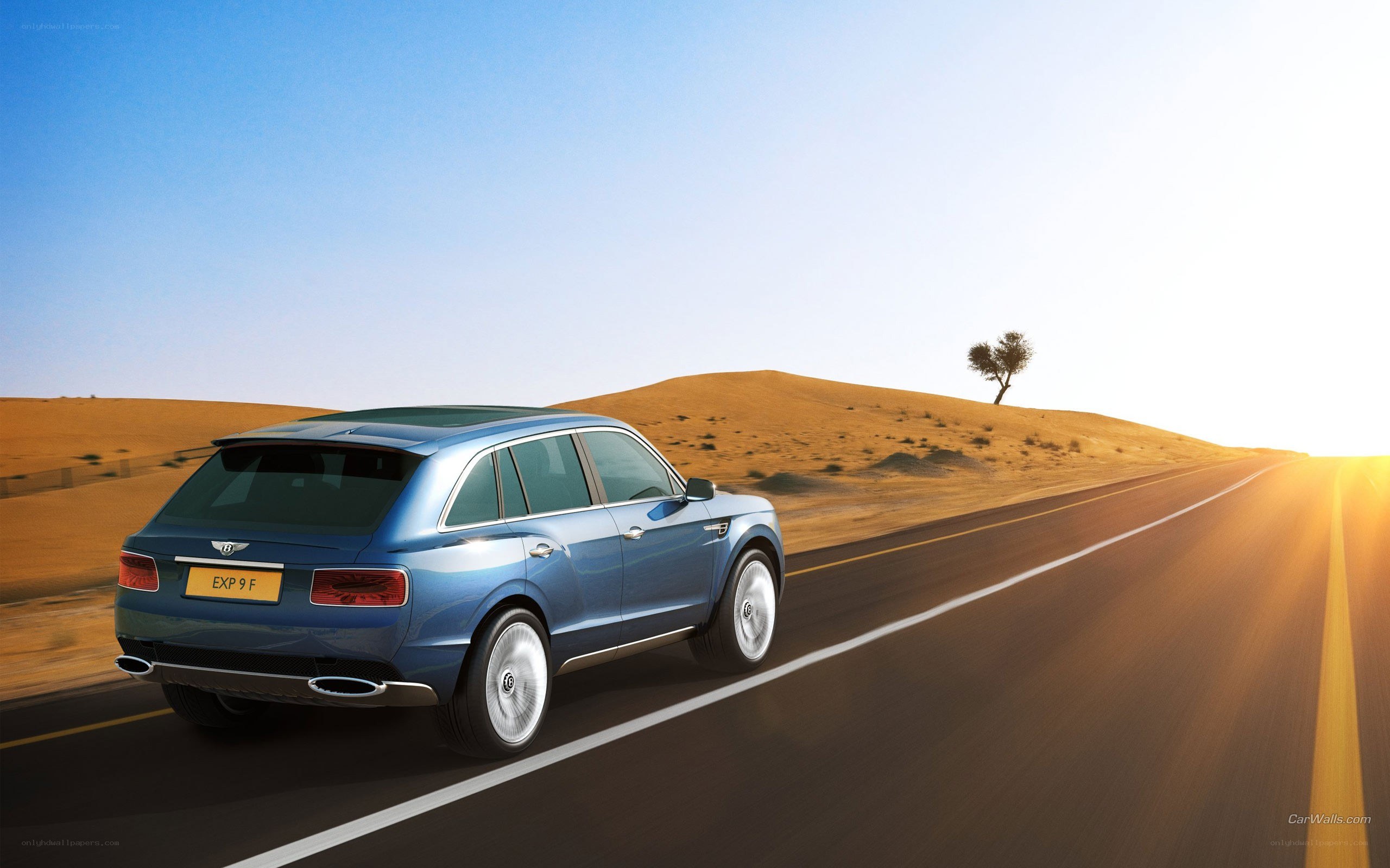 Bentley SUV on desert road
