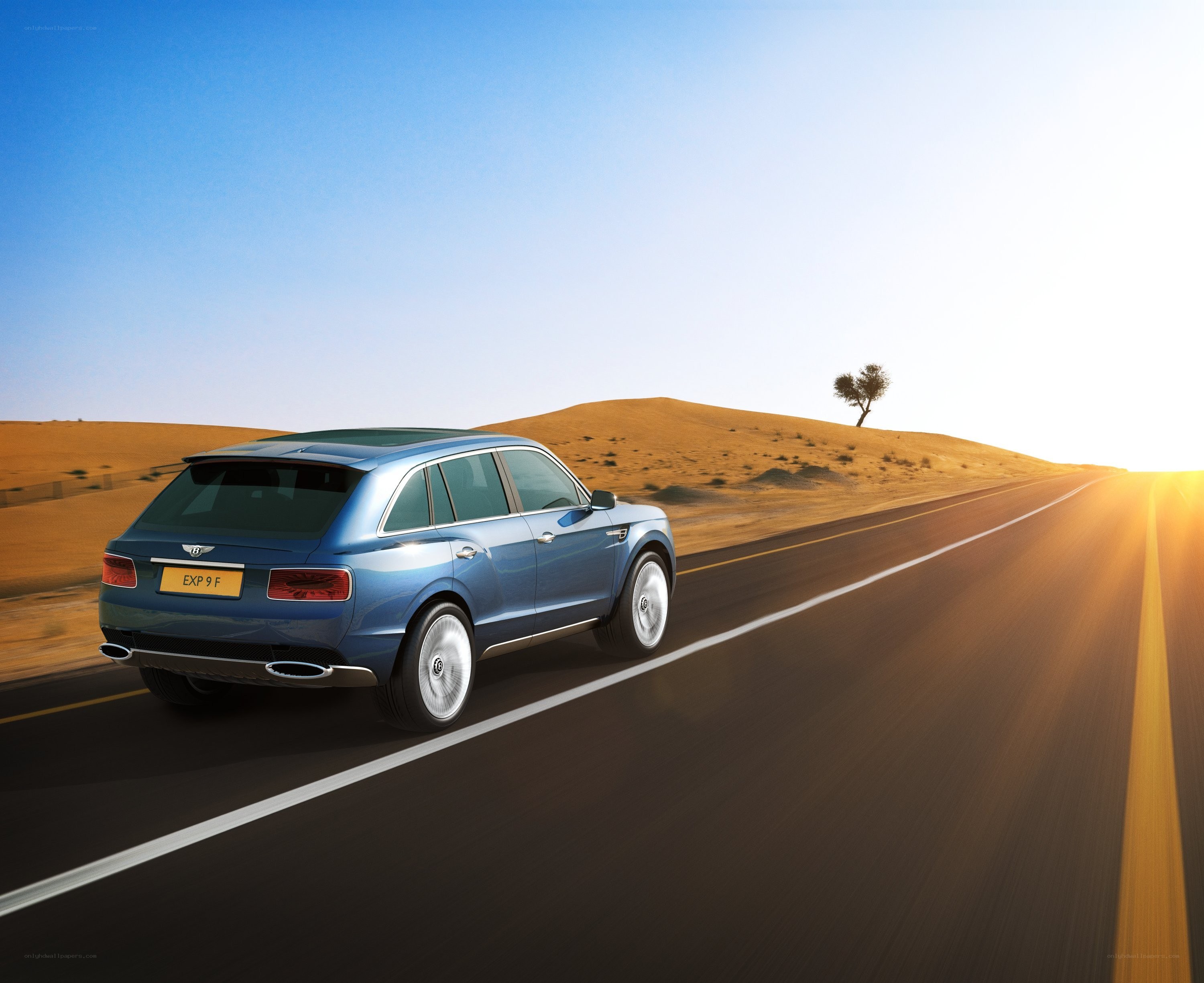 Bentley SUV on desert road