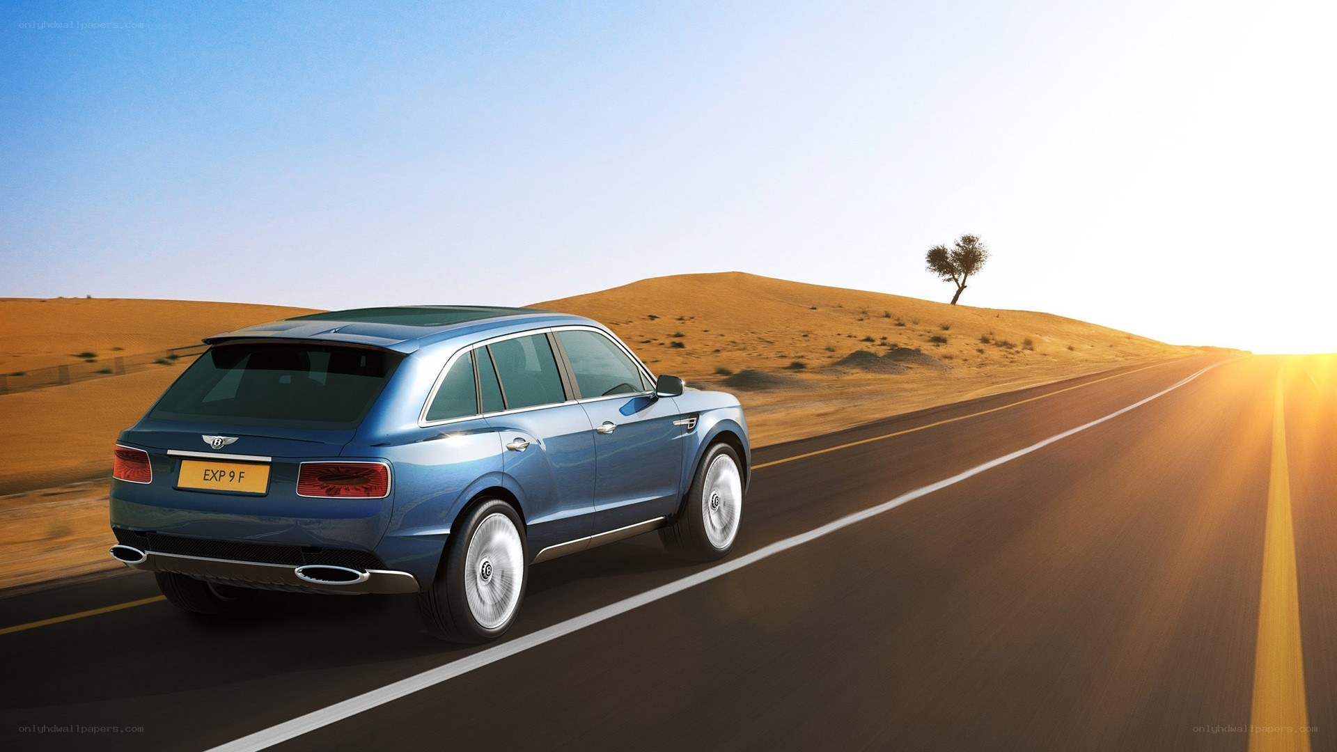 Bentley SUV on desert road