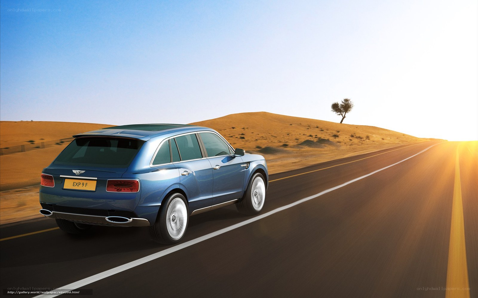 Bentley SUV on desert road