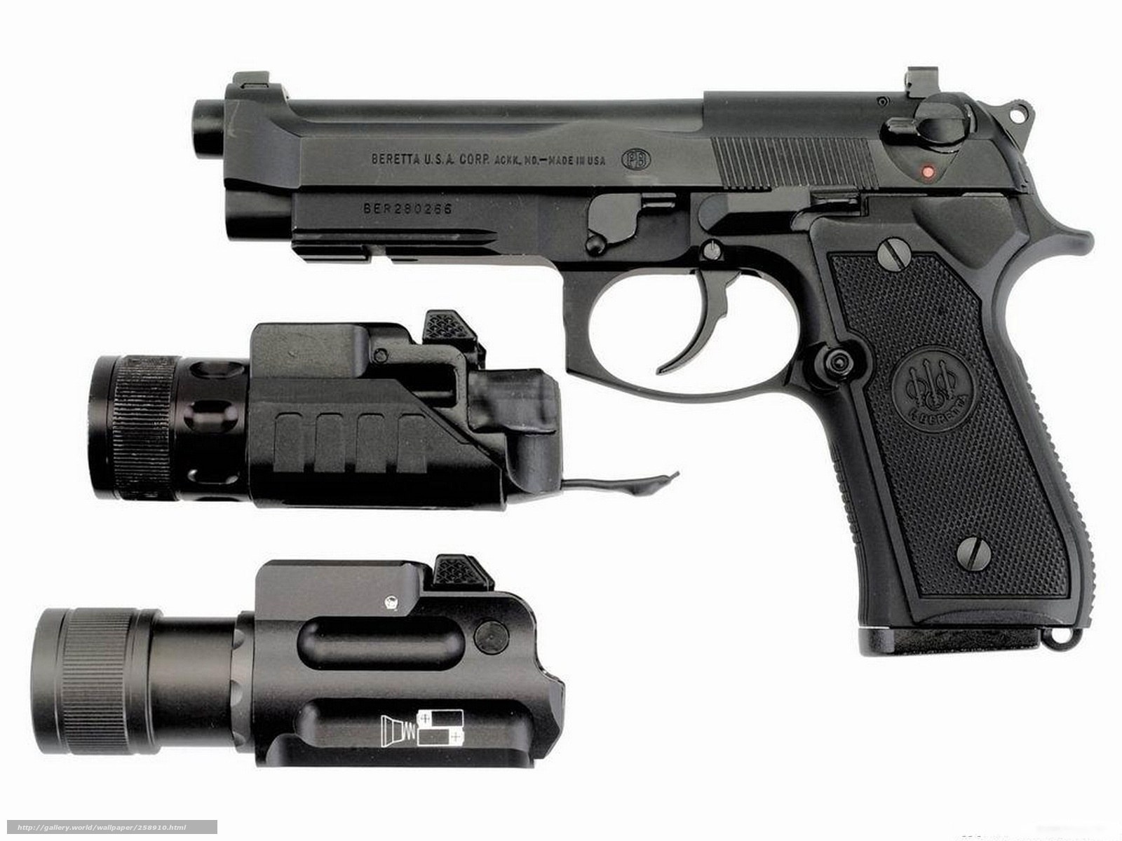 Beretta pistol with flashlight