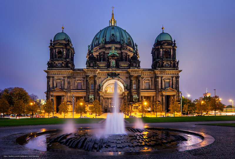 Berlin Cathedral at Dusk — Blue, Serene, Night