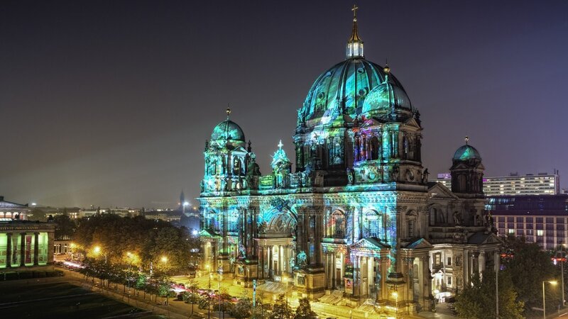 Berlin Cathedral at Night — Blue, Dramatic, Photograph, Dome