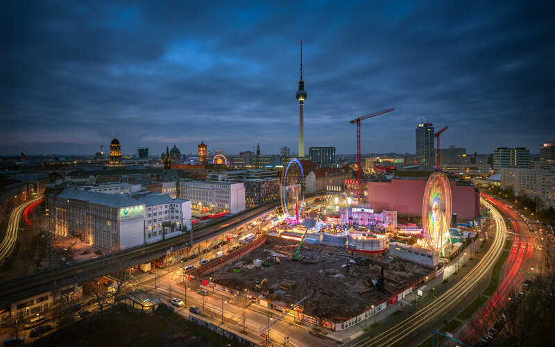 Berlin Cityscape at Dusk — Blue, Dramatic, Night