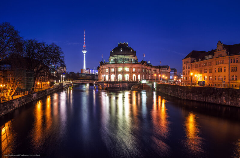 Berlin night view with TV tower