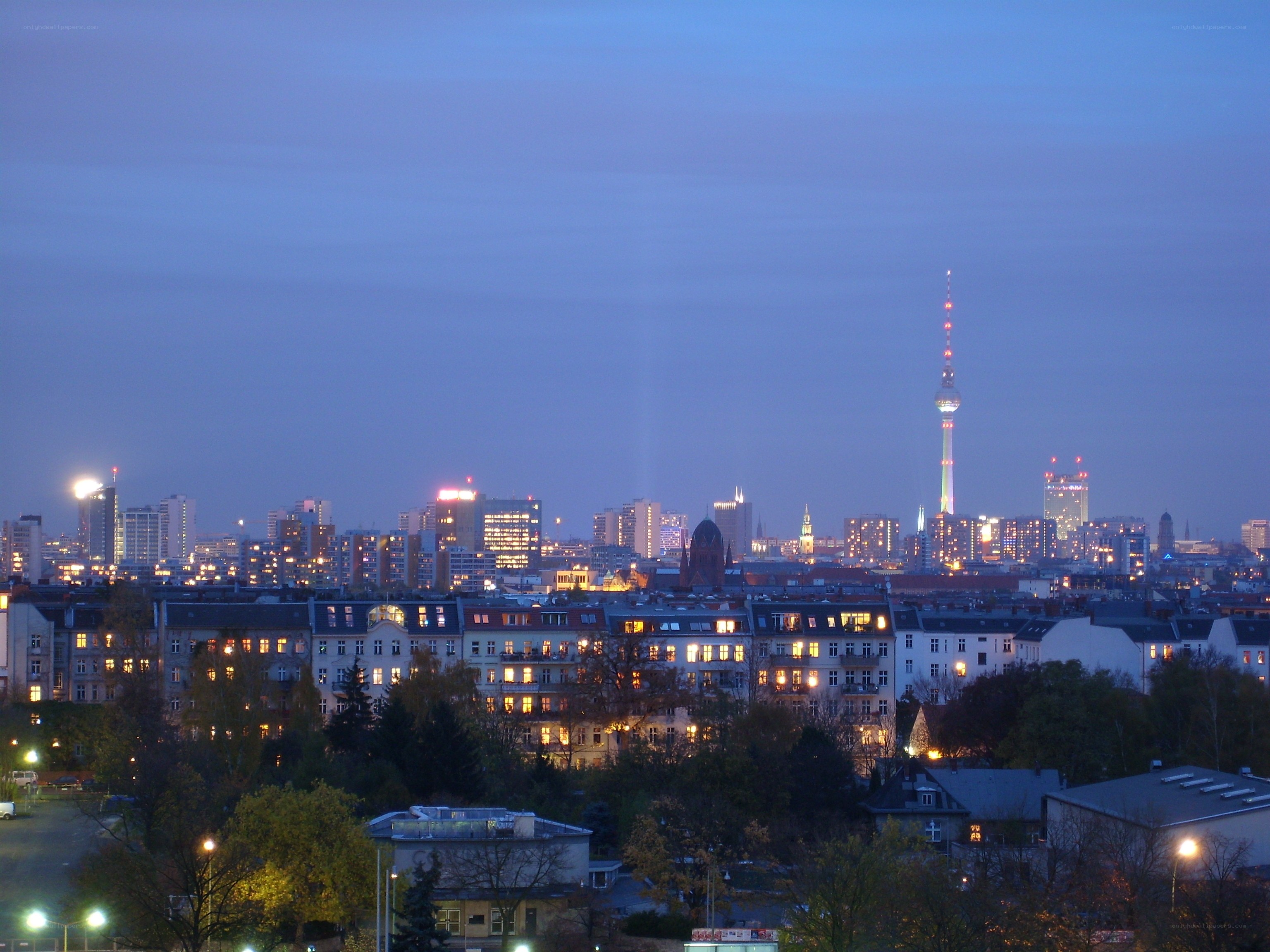 Berlin skyline at dusk