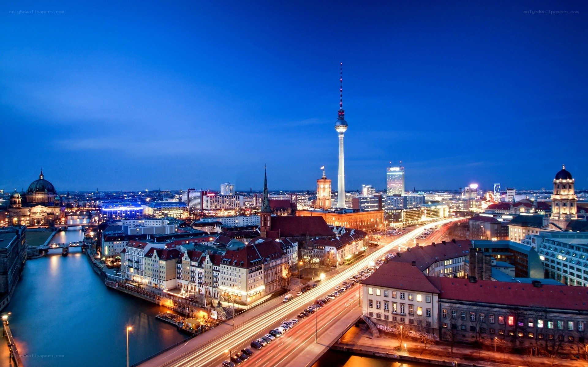 Berlin skyline at dusk
