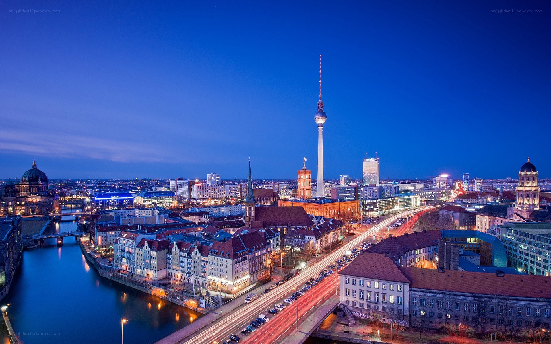 Berlin skyline at dusk