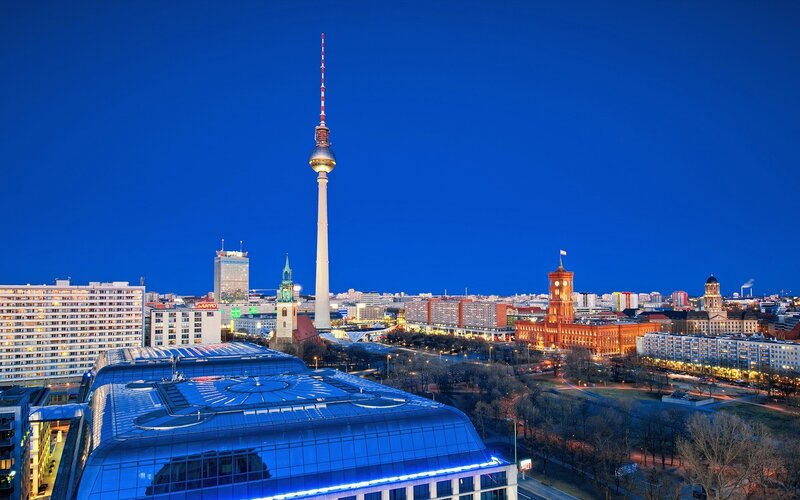 Berlin skyline at dusk