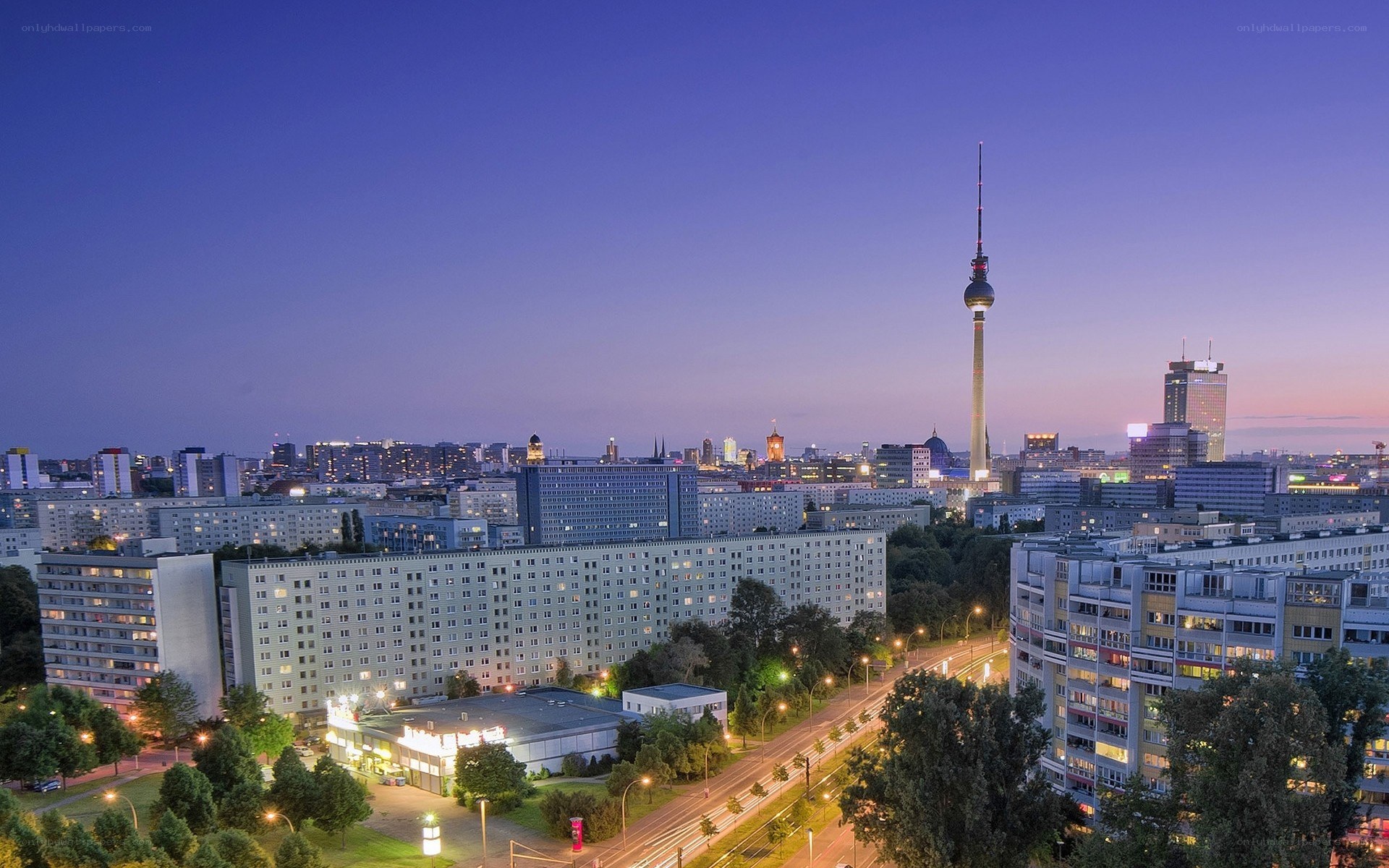 Berlin skyline at dusk