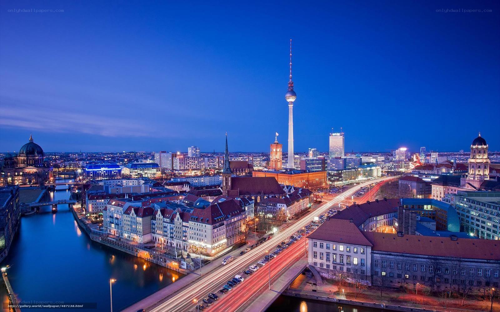 Berlin skyline at dusk