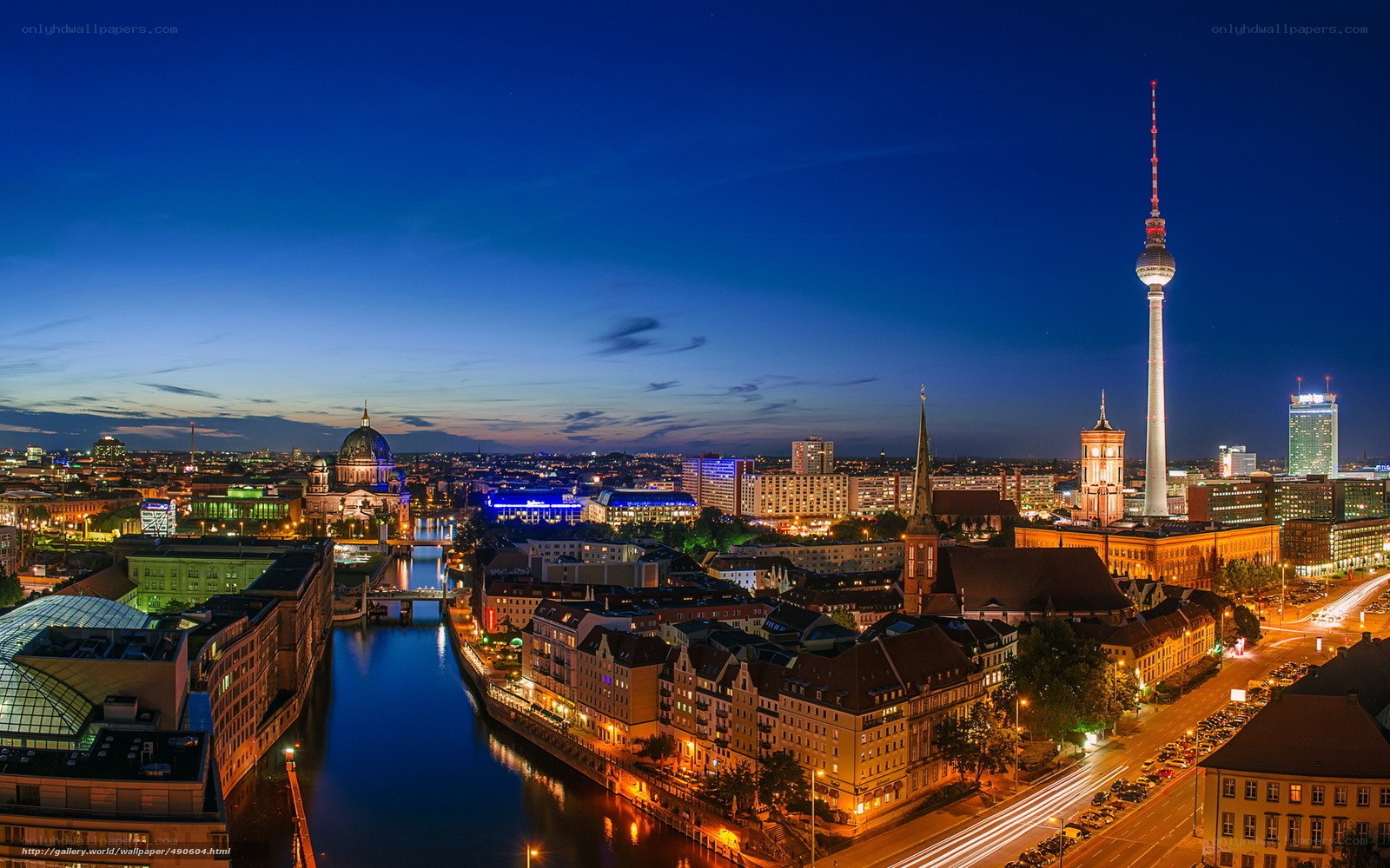 Berlin skyline at dusk