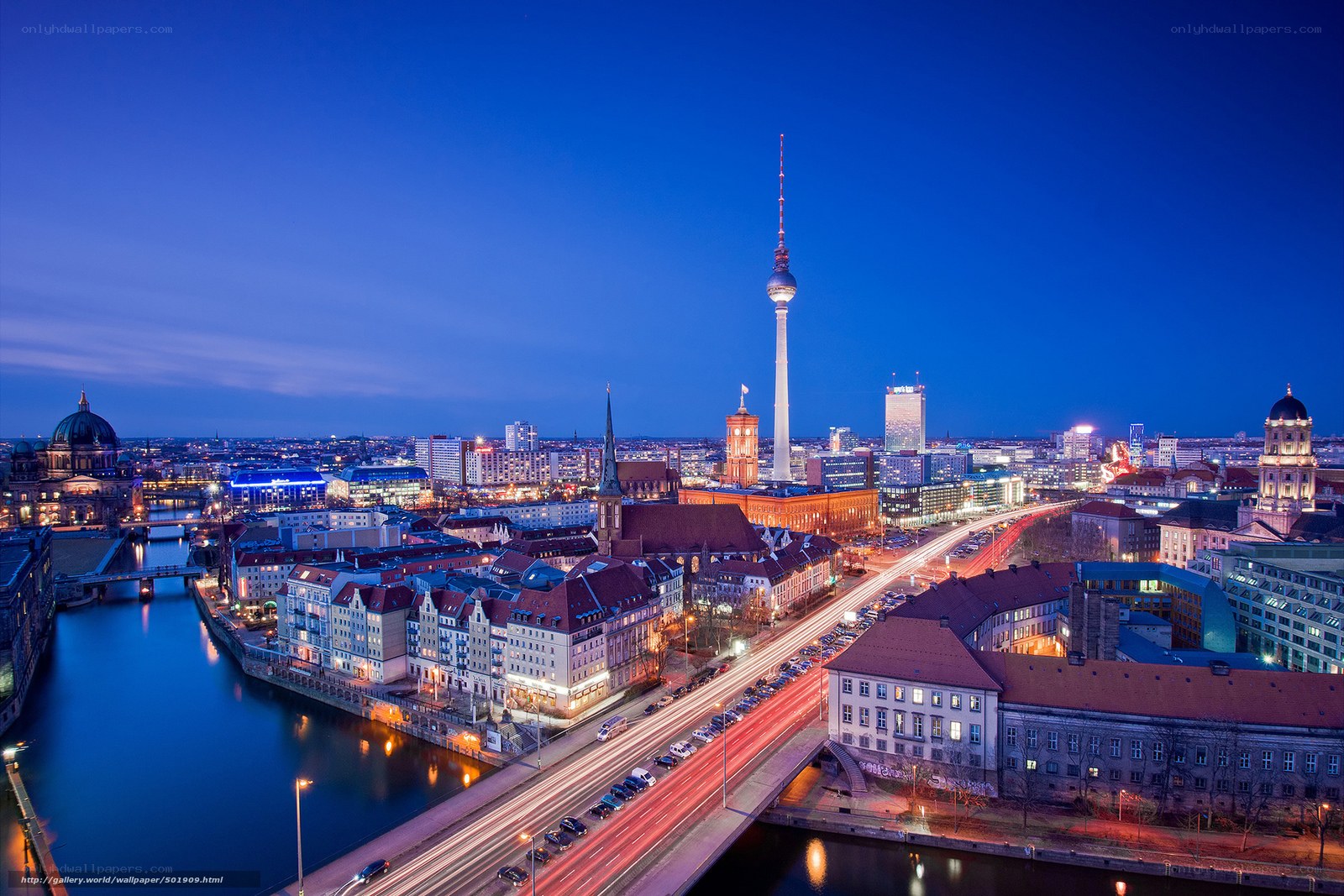 Berlin skyline at dusk