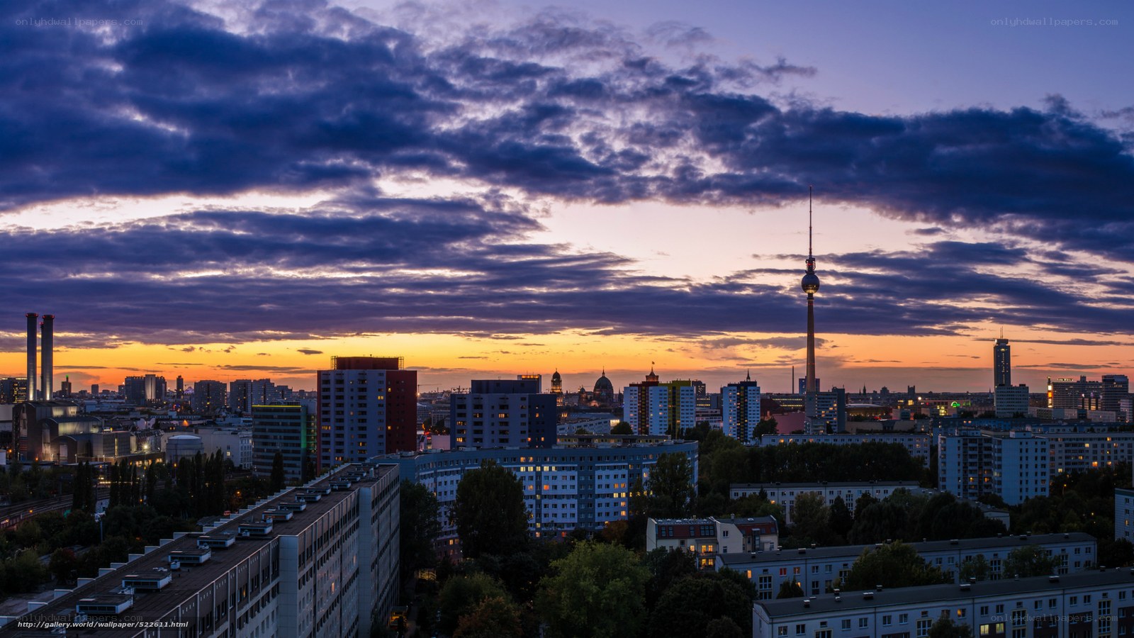 Berlin skyline at dusk