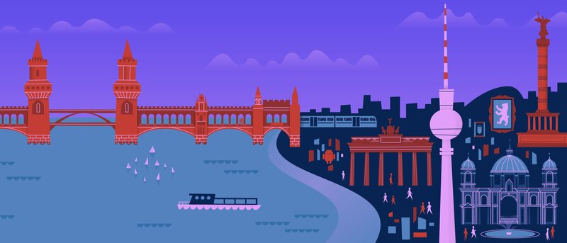 Berlin Skyline at Dusk — Purple, Calm