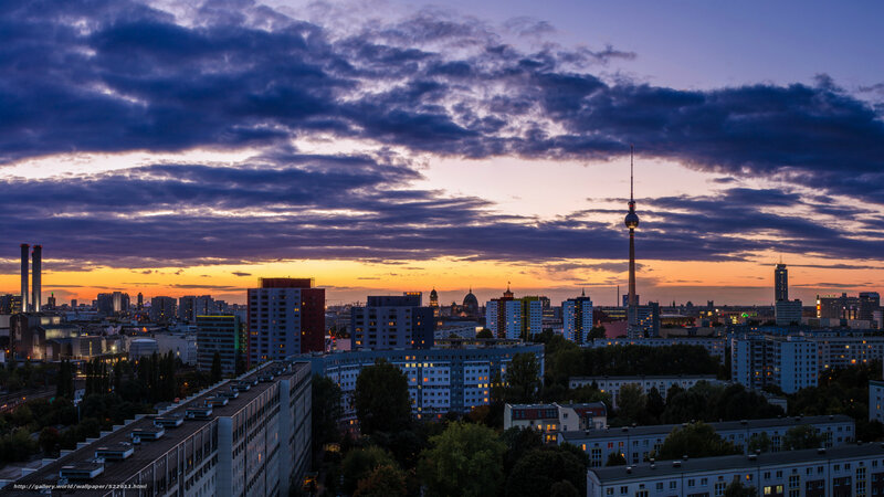 Berlin Skyline at Dusk — Purple