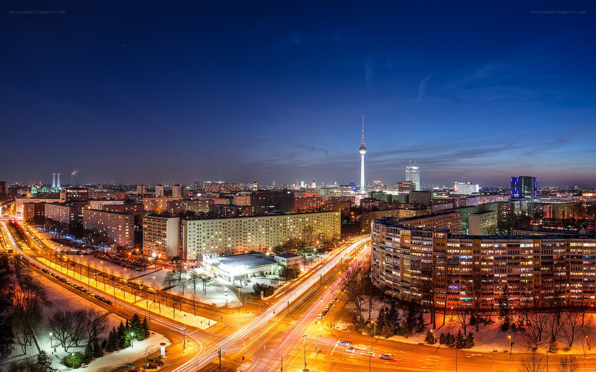 Berlin skyline at night