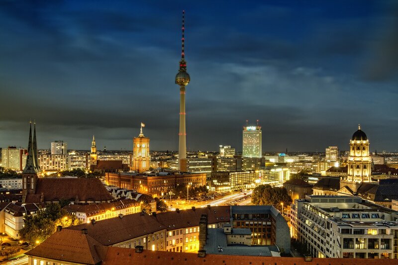 Berlin skyline at night