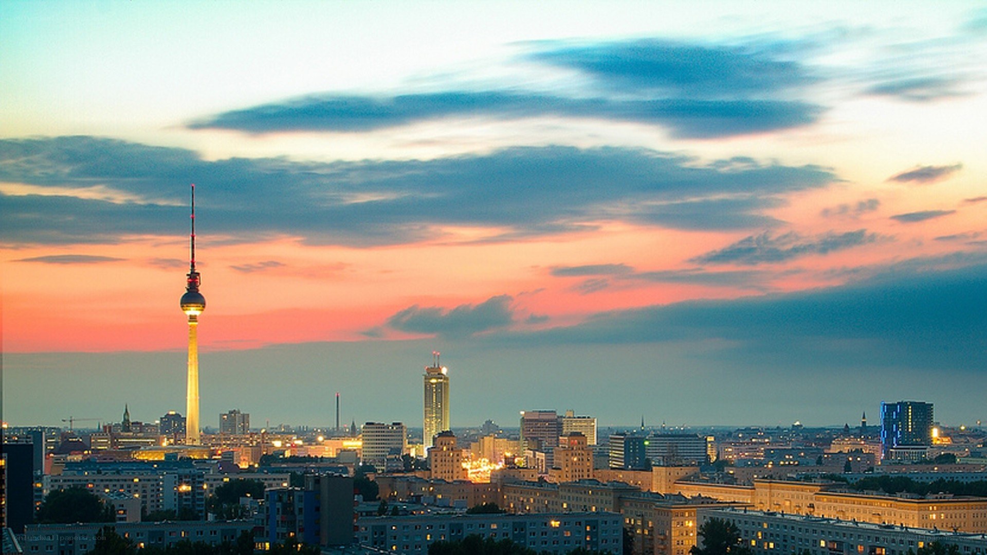 Berlin skyline at sunset