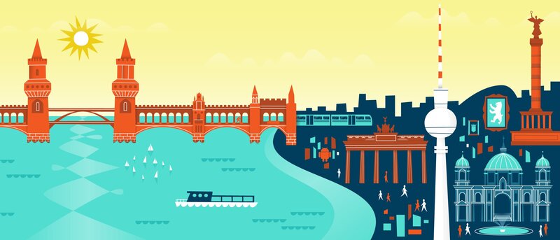 Berlin Skyline Illustration — Yellow
