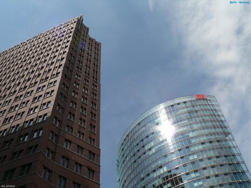 Berlin skyscrapers under blue sky