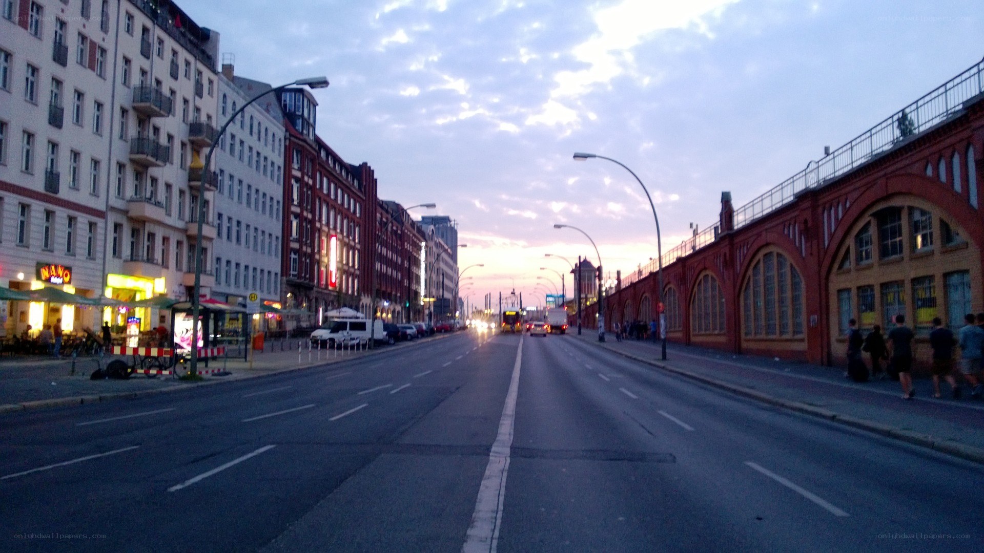 Berlin street at dusk