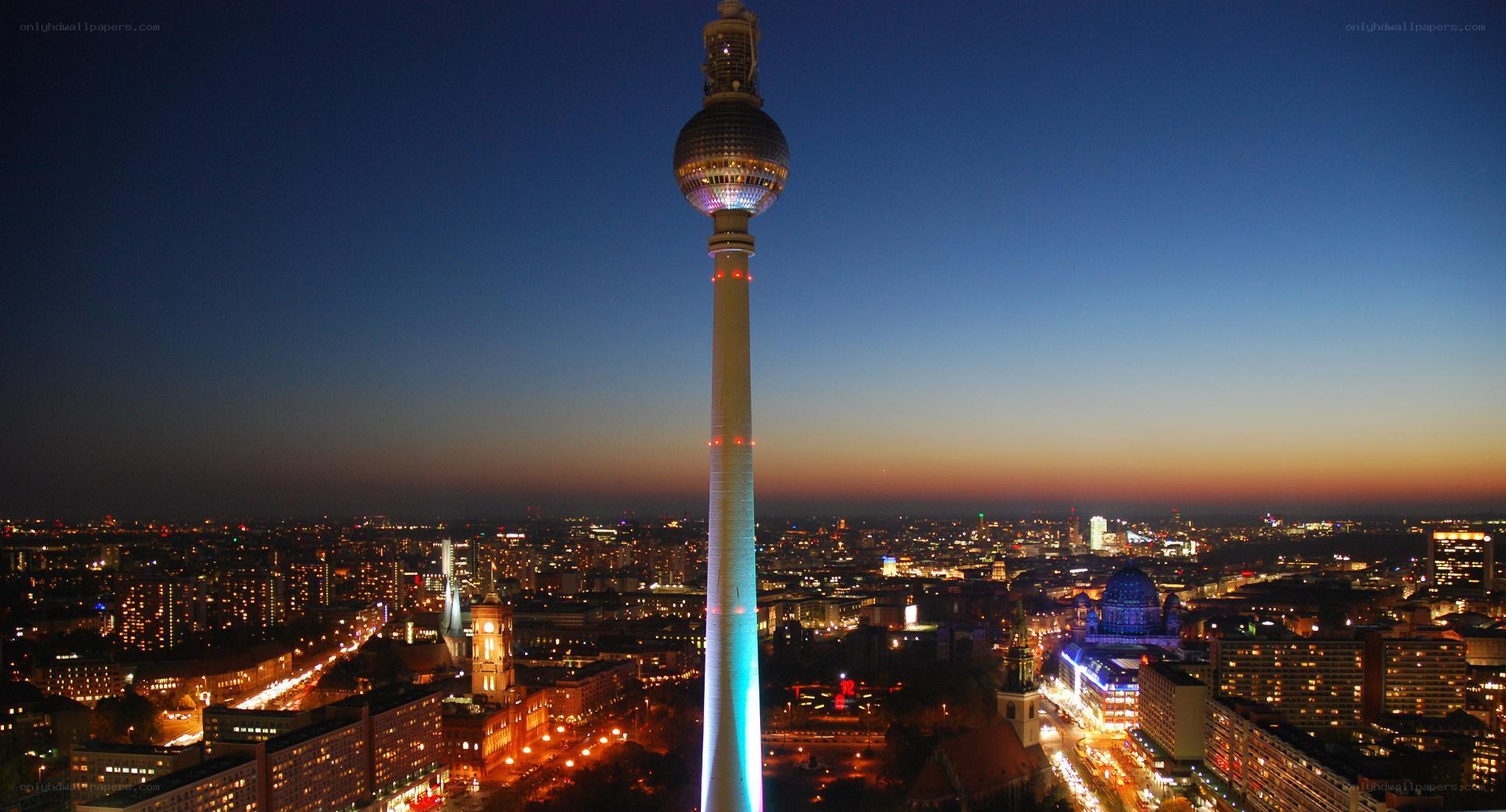 Berlin TV Tower at dusk