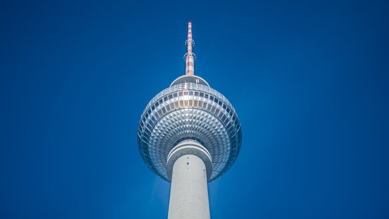 Berlin TV Tower — Blue, Dramatic, Afternoon