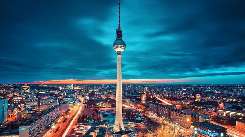 Berlin TV Tower — Blue, Dramatic