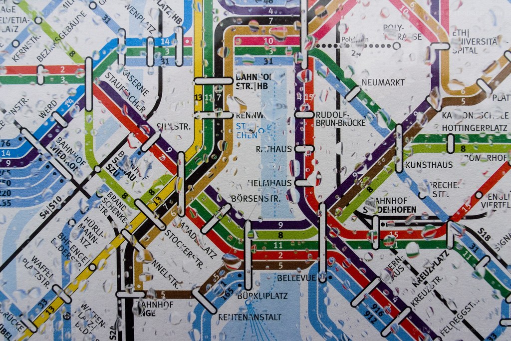 Berlin U-Bahn map with water droplets